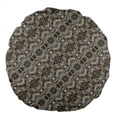 Vintage Pattern Geometric Mosaic Large 18  Premium Flano Round Cushions by dflcprintsclothing