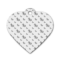 Grey Unicorn Sketchy Style Motif Drawing Pattern Dog Tag Heart (one Side) by dflcprintsclothing