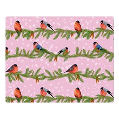 Bullfinches Sit On Branches On A Pink Background Double Sided Flano Blanket (large)  by SychEva