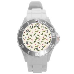 Spruce And Pine Branches Round Plastic Sport Watch (l) by SychEva