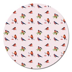 Bullfinches Sit On Branches Magnet 5  (round) by SychEva