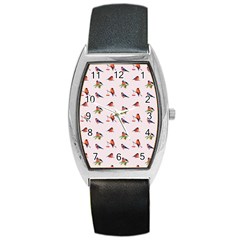 Bullfinches Sit On Branches Barrel Style Metal Watch by SychEva