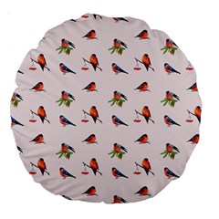 Bullfinches Sit On Branches Large 18  Premium Round Cushions by SychEva