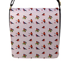 Bullfinches Sit On Branches Flap Closure Messenger Bag (l) by SychEva