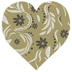 Folk Flowers Pattern Floral Surface Design Seamless Pattern Wooden Puzzle Heart by Eskimos