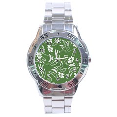 Folk Flowers Pattern Floral Surface Design Seamless Pattern Stainless Steel Analogue Watch
