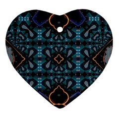 Blue Pattern Heart Ornament (two Sides) by Dazzleway