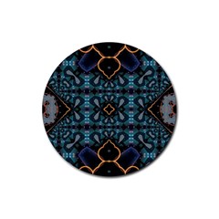 Blue Pattern Rubber Coaster (round)