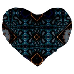 Blue Pattern Large 19  Premium Flano Heart Shape Cushions by Dazzleway