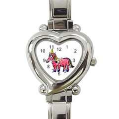 Unicorn Sketchy Style Drawing Heart Italian Charm Watch by dflcprintsclothing