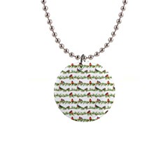 Bullfinches On The Branches 1  Button Necklace by SychEva