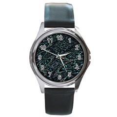 Emerald Distortion Round Metal Watch by MRNStudios