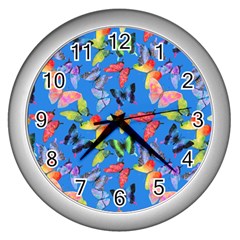 Bright Butterflies Circle In The Air Wall Clock (silver) by SychEva