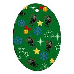 Krampus Kawaii Green Ornament (oval) by InPlainSightStyle