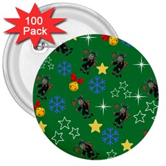 Krampus Kawaii Green 3  Buttons (100 Pack) 