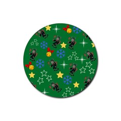 Krampus Kawaii Green Rubber Coaster (round)