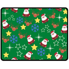 Santa Green Double Sided Fleece Blanket (medium)  by InPlainSightStyle