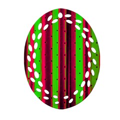 Warped Stripy Dots Ornament (oval Filigree) by essentialimage365
