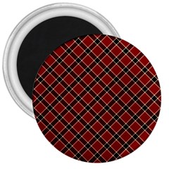 Dark Red Tartan, Retro Buffalo Plaid, Tiled Pattern 3  Magnets by Casemiro