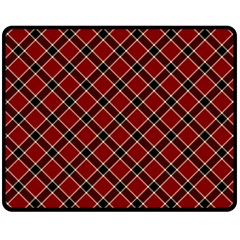Dark Red Tartan, Retro Buffalo Plaid, Tiled Pattern Double Sided Fleece Blanket (medium)  by Casemiro
