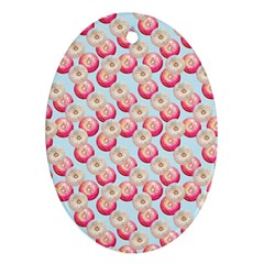 Pink And White Donuts On Blue Oval Ornament (two Sides) by SychEva