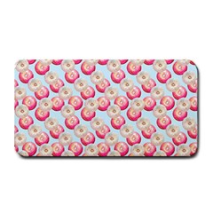 Pink And White Donuts On Blue Medium Bar Mats by SychEva