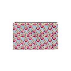 Pink And White Donuts On Blue Cosmetic Bag (small) by SychEva