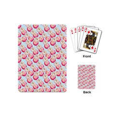 Pink And White Donuts On Blue Playing Cards Single Design (mini) by SychEva