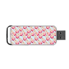 Pink And White Donuts On Blue Portable Usb Flash (two Sides) by SychEva