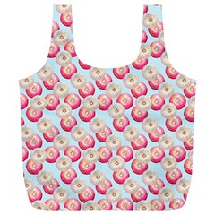 Pink And White Donuts On Blue Full Print Recycle Bag (xl) by SychEva