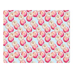 Pink And White Donuts On Blue Double Sided Flano Blanket (large)  by SychEva