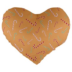 Sweet Christmas Candy Large 19  Premium Heart Shape Cushions by SychEva