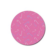 Sweet Christmas Candy Rubber Coaster (round) by SychEva