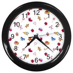 Christmas Elements Wall Clock (black) by SychEva