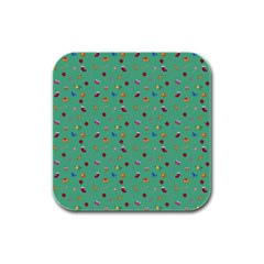 Christmas Elements For The Holiday Rubber Square Coaster (4 Pack) by SychEva