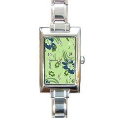 Folk Flowers Print Floral Pattern Ethnic Art Rectangle Italian Charm Watch