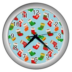 Christmas Socks Wall Clock (silver) by SychEva