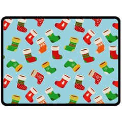 Christmas Socks Double Sided Fleece Blanket (Large) 