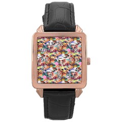 Retro Color Rose Gold Leather Watch 