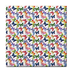 Multicolored Butterflies Tile Coaster