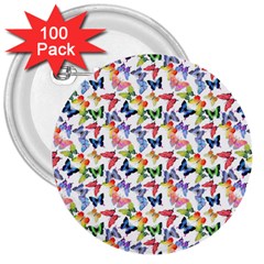 Multicolored Butterflies 3  Buttons (100 pack) 