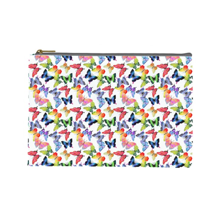 Multicolored Butterflies Cosmetic Bag (Large)
