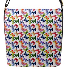 Multicolored Butterflies Flap Closure Messenger Bag (S)