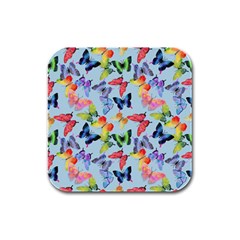 Watercolor Butterflies Rubber Square Coaster (4 Pack) by SychEva