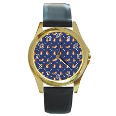 Corgi  Round Gold Metal Watch by SychEva