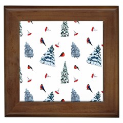 Christmas Trees And Bullfinches Framed Tile by SychEva