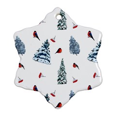 Christmas Trees And Bullfinches Snowflake Ornament (two Sides) by SychEva