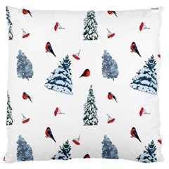 Christmas Trees And Bullfinches Large Cushion Case (two Sides) by SychEva