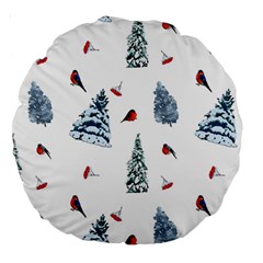Christmas Trees And Bullfinches Large 18  Premium Round Cushions by SychEva