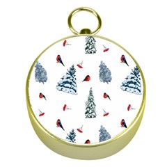 Christmas Trees And Bullfinches Gold Compasses by SychEva